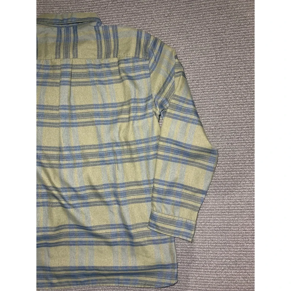 Men North Face Green Long Sleeve Approach Flannel Button Stripe Shirt XXL